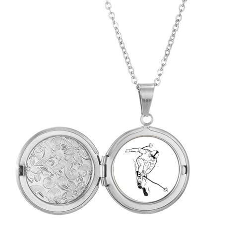 Collier médaillon sports d'hiver noir bijou élégant aux finitions soignées