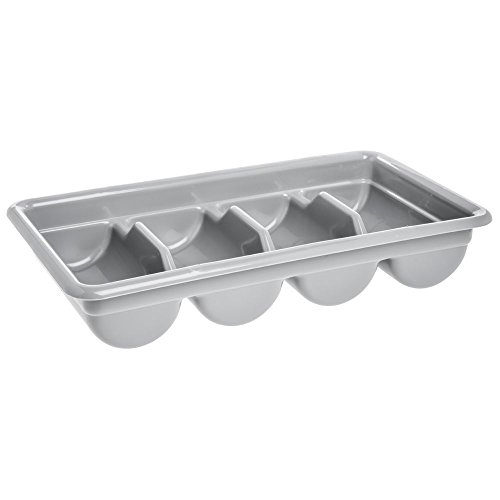 HUBERT Bus Tub for Flatware 4 Compartment Grey Plastic - 20 3/8 L x 11 1/4 W x 3 1/2 H - Thumbnail 3