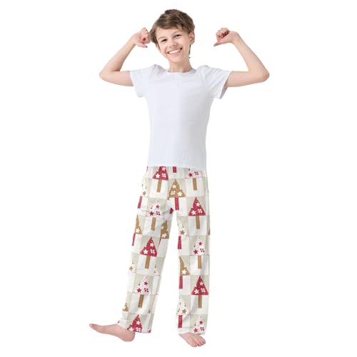 Boys' Pants Christmas Tree Checkered Long Bottoms Jogger Pants Elastic Waist Trousers with Pockets S-XL2