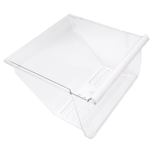 Kojem 2188664 Crisper Drawer Bin (Lower) Replacement for WP2188664 Compatible with Whirlpool, Kenmore, Maytag, Kitchenaid Refrigerator Clear Crisper Pan W/White Handle Plastic（PS)