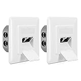 kwmobile Caja de Red RJ45 para Pared - Set de 2X Enchufe Empotrado para Cables de Internet Tipo CAT6A - Cajas empotrables para Ethernet con 2 Puertos