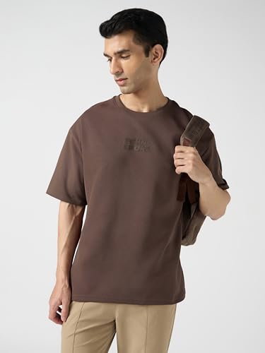 Image of TECHNOSPORT Men Printed Oversized Round Neck T-Shirt with COTFLEX, Dry Fit Sports Tee, Oversized Activewear T-Shirt for Gym, Running, Sports & Casual Wear
