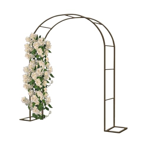 Rankgitter aus verzinktem Metall für Kletterpflanzen – 1,4 m x 2,3 m Rosenbogen – perfekt für Hochzeiten, Outdoor-Dekoration, Gärten und Balkone – braune Oberfläche