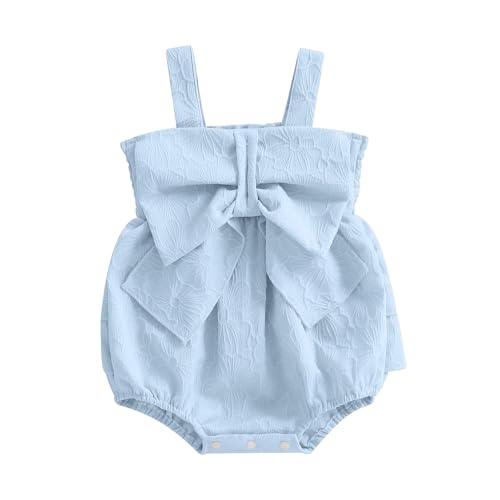 Infant Baby Girl Summer Clothes Bow bodysuit Layer Ruffles Starp Bubble Romper Newborn Sleeveless Outfit