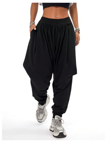 Verdusa Women's Hippie Baggy Harem Pants Elastic Waist Drop Crotch Trousers with Pockets4