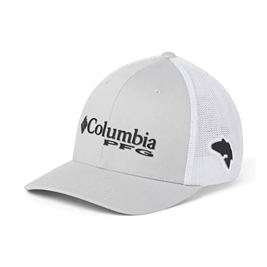 Columbia Unisex PFG Mesh Ball Cap, Cool Grey, Black, Red Fish, Large/X-Large