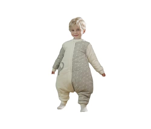 Toddler Sleep Sack With Feet (3-6T) 2.5 Tog Baby Sleeping Bag Movable Long Sleeves Walking Sleeper Wearable Blanket With Legs 4 Seasons Quilted Warm Soft Cotton Grey