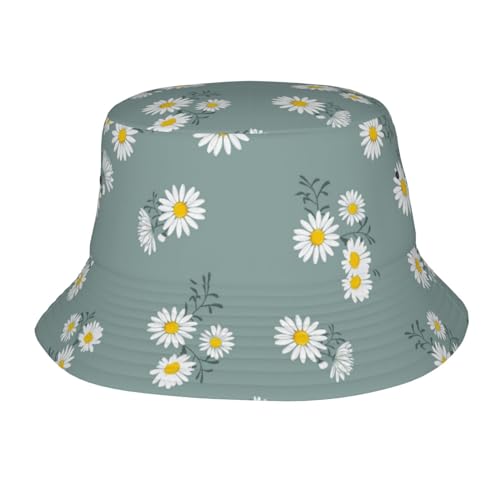 Small Daisy Green Chrysanthemum Flower Bucket Hats Fashion Sun Cap Packable Outdoor Fisherman Hat for Women and Men