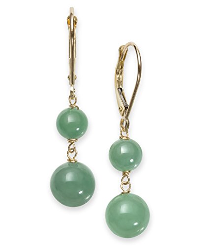 Belacqua Natural Green Jade Dangle Drop Earrings in 14K Yellow Gold, Leverback - Closure, Fashion Jewelry for Women, Gift Box Included3