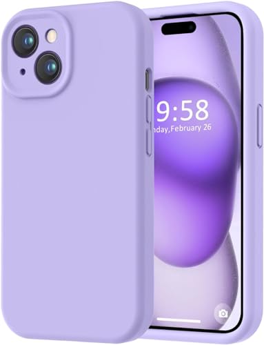 mobistyle Designed for iPhone 15 Cover Soft Liquid Silicone Slim Protective Shockproof with Anti-Scratch Microfiber Lining Phone Back Cover Case (Purple)- Best and cheap mobile covers in India