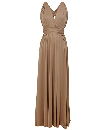 Image of Sexyshine Women's Backless Gown Dress Convertible Multi-Way Wrap Halter Cocktail Dress Bandage Bridesmaid Long Dresses