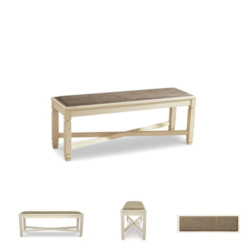Signature Design by Ashley Bolanburg Upholstered Dining Bench, 50", White - image 6