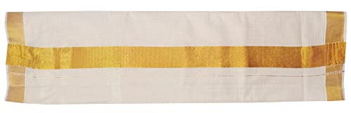 Image of Women's Kerala Traditional Cotton Kasavu Saree with Running Blouse | Sari for Weddings, Festivals, Temple Visits, Onam Vishu & Regular Wear