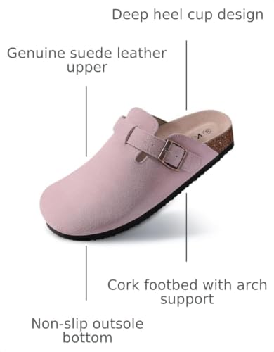 Image of KIDMI Genuine Suede Clogs for Women Men Cork Footbed Sandals Leather Mules Potato Shoes with Arch Support
