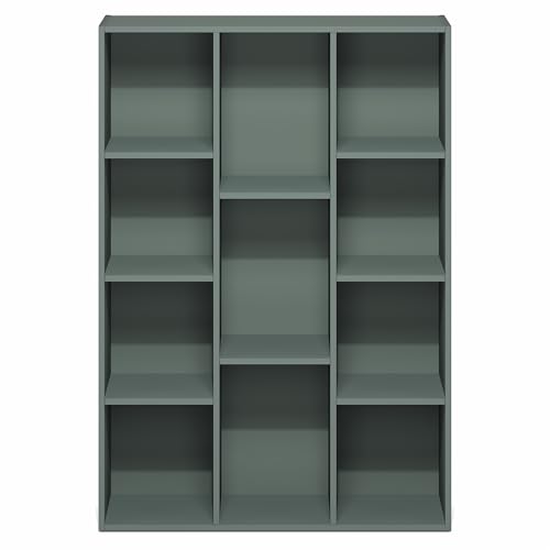 Image of Furinno LUDER Book Shelf, 11-Cube Bookshelf, Reversible Bookcase, 9.4 x 29.1 x 41.7, Easy Assembly, for Living Room, Bedroom, Home Office, Sage Green