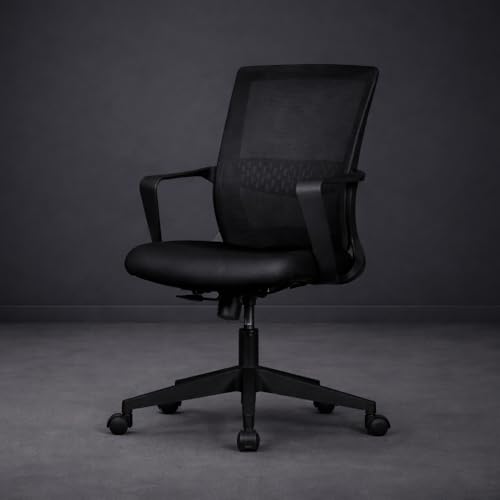 Image of Varaha Neer BIS Certified Office Chair | 5 Year Warranty| Curved Armrest & Smart Tilt Locking System|Dynamic Lumber Comfort & Class 4 Hydraulic Gas Lift Cylinder|Gaming Desk Chair for HOM|Black