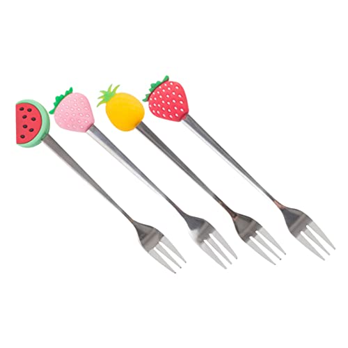 NAMOARLY Tenedor De Frutas De Acero Inoxidable Utensilios De Cocina Para Postres Tenedores De Tres Puntas Para Fiesta y Mesa Diseño Colorido y Creativo