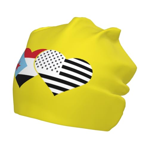 South Yemen and American Flag Children Hip Hop Knitted Hat Kids Elastic Leisure Knit Cap Warm Sleep Beanies Black