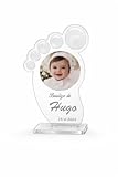 masqueprecios Detalle Bautizo Personalizado para Invitados en Metacrilato – Portafotos Recuerdo con Foto y Huella del Bebé – Regalo Original Bautizo con Nombre y Fecha