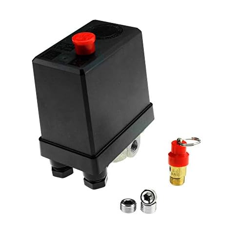 180PSI 20Amp Three Phase Air Compressor Pressure Switch With Safety Valve & Blanking Plugs Cover