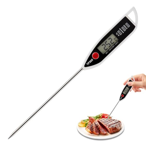 Thermometer Kochen mit Langer Sonde, Wasserdichtes Digital Küchenthermometer, Küchenthermometer LCD Sofort Ablesbares, -50°C bis +300°C...
