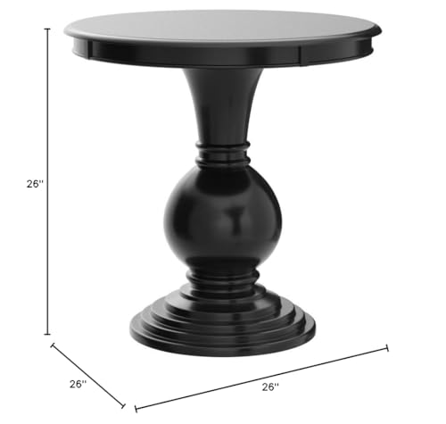 Powell Furniture Linon Aspen Round Wood Accent Table in Black - Thumbnail 3