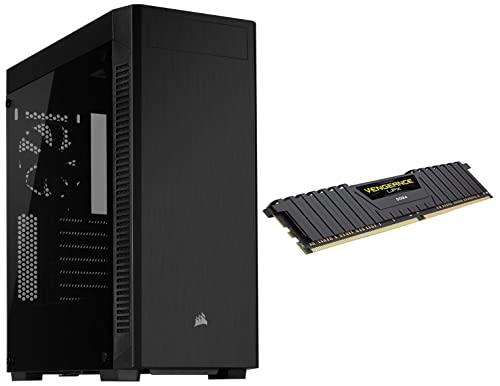 Image of Corsair 110R Mid-Tower ATX Case, Acrylic Side Panel - Black & Vengeance LPX 8GB (1x8GB) DDR4 3200MHZ C16 Desktop RAM (Black)