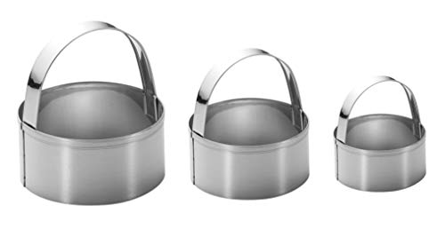 3 Pieces Round Biscuit Cutter With Handle - Stainless Steel Round Circle Doughnut Cutter Baking Molds Assorted Size #TOP3