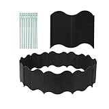 Garden Edging Border, Garden Landscape Edging Borders, Plastic Garden Fence Edging, Interlocking Landscaping Edging, Flexible Lawn Edging Flower Bed Border, for Outdoor Patio Pathway (Black)
