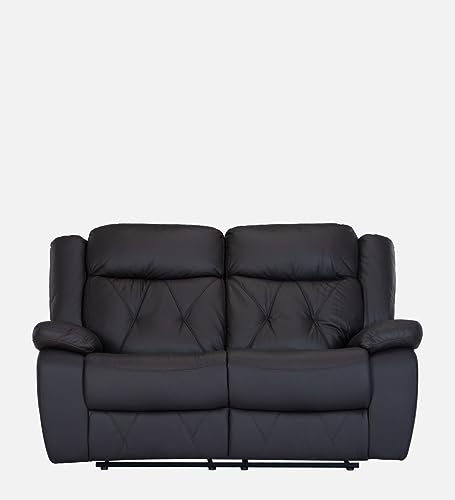 Image of Torque - Anaika 2 Seater Leatherette Manual Recliner | Recliner Sofa /Chair for Living Room, Bedroom, Office (Black) | 1 Year Warranty