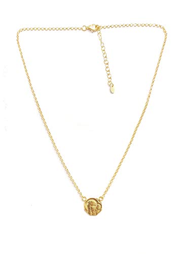 Gargantilla Octogonal Virgen del Camino Plata Ley Oro 18kt