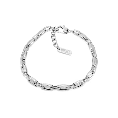 Diesel Pulsera de hombre de acero inoxidable en tono plateado con cierre de langosta, Gris Acero