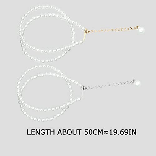 Gift girl 1 Pair Double Layer Pearl High Heels Ankle Straps with Self-Adhesive Heel Cushion Detachable Pearl Shoe Straps2