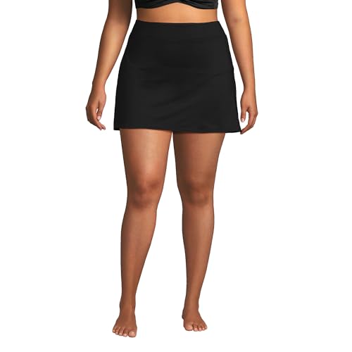 Lands' End Womens Chlorine Resistant Swim Skirt Swim Bottoms Control Black Regular 18 cover