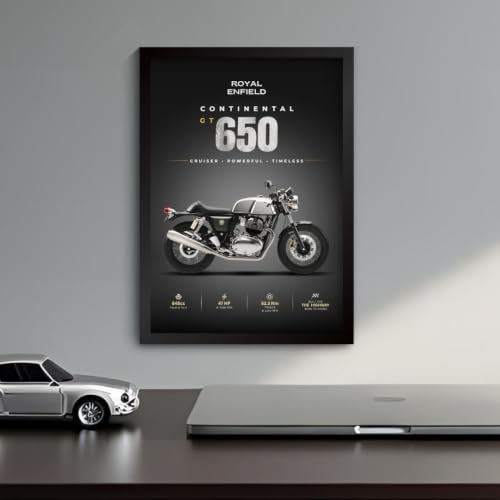 Image of RE Continental GT 650 Mr Clean Poster | Framed RE Continental GT 650 A4 Sized (31 x 23 cm) | Mr Clean Bike Poster for Wall, Gift for Boys, Bike Frames | Bikes Posters for Wall, Bedroom, Hostel, Study Room (F 195)