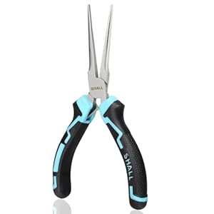SHALL 6″ Mini Needle Nose Pliers, Long Nose Pliers w/Comfort Grip Handles & Non-Serrated Drop Forged Steel Jaws, Small Needle Nose Pliers for Jewelry Making, Wire Wrapping, Crafts, Electronic Repair
