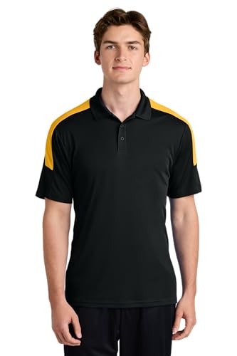 SPORT-TEK Unisex Competitor United Polo Black/Gold