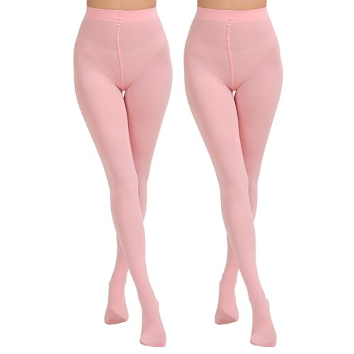 Image of Paralinda 2 Pairs Women's Solid Color Tights 80D, Soft Opaque Microfiber Tights