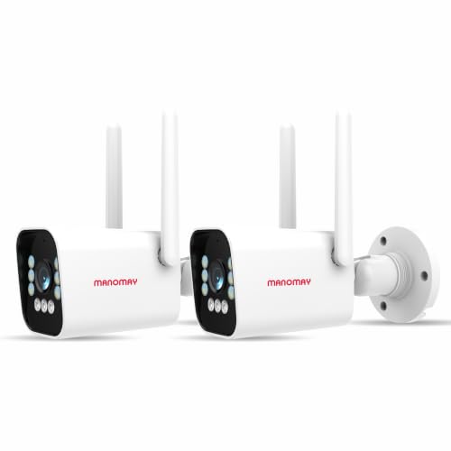 Image of MANOMAY 3MP 4G Bullet CCTV Camera (Pack of 2) | STQC Certified | IP66 Waterproof | All Time Colour Night Vision | Human Detection | Supports Up to 256GB Memory Card & Cloud Storage | M1097SF