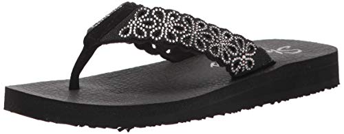 Image of Skechers Women's Meditation Black /Silver Slipper-4 Kids UK (119137-BKSL)