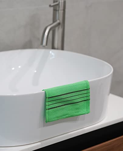 New Korean Exfoliating Towel Washcloth Mitts, Korean Itaaly Shower and Bath Towel (6.29 x 5.3 Inch, Green) Made in Korea (Green, 30 Pcs)