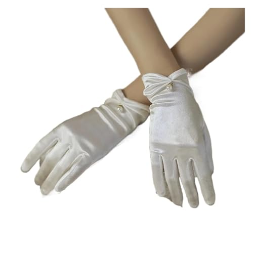 Fresh and Elegant Gauze Lace Gloves, Wedding Opening Finger White, Medium Length, Slim Fit