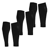 Fitliva Soccer Sleeve Socks for Grip Socks for Women Boys and Big Girls Junior Teens Socks for Shin Guards (3 Pairs Black)