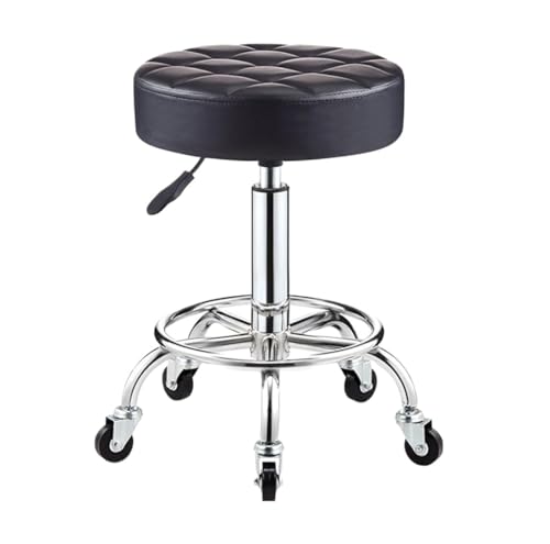 AMULONG Sillas Altas de Cocina Moderna, Taburete De Bar Giratorio con Ruedas, Altura Ajustable, Silla De Bar De Cuero PU, Taburete De Oficina Y Tienda con Reposapiés Taburetes de Mostrador(H)