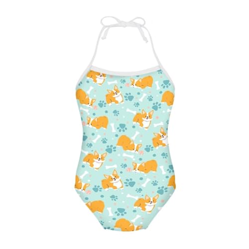 One Piece Swimsuit for Girls Beach Bathing Suit Halter Straps Sports Swimwear for 1-10 Year Toddler Kids