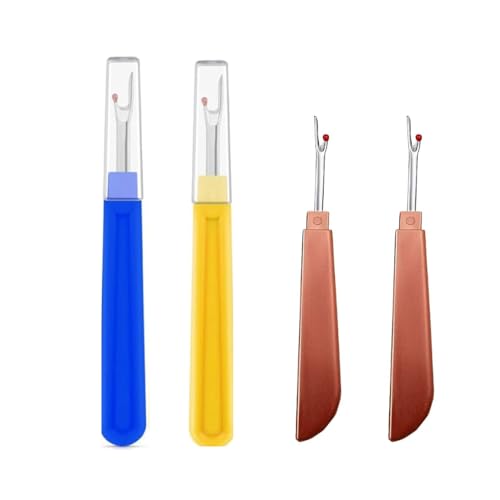 Image of Seam Ripper 3pcs Big Tool Set Piece Sewing Accessories Kit for Stitch Removal | Thread Cutting | Ideal for Sewing, Tailoring, DIY Projects | Stainless Steel Blades with Comfort Grip Handles (4, cutter + Seam Ripper)