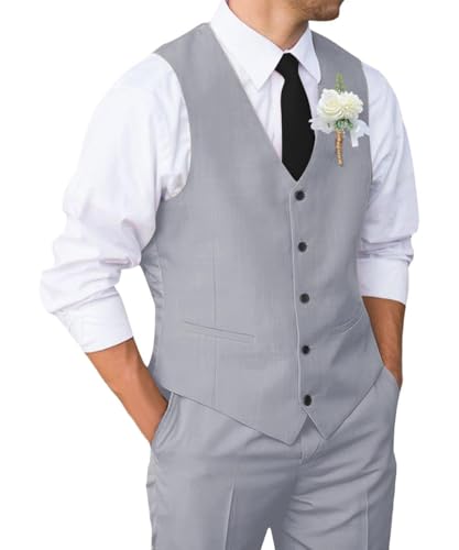 Mens Suits Vest and Pants Set 2 Piece Slim Fit Suit for Men Summer Beach Wedding Prom Casual Bussiness