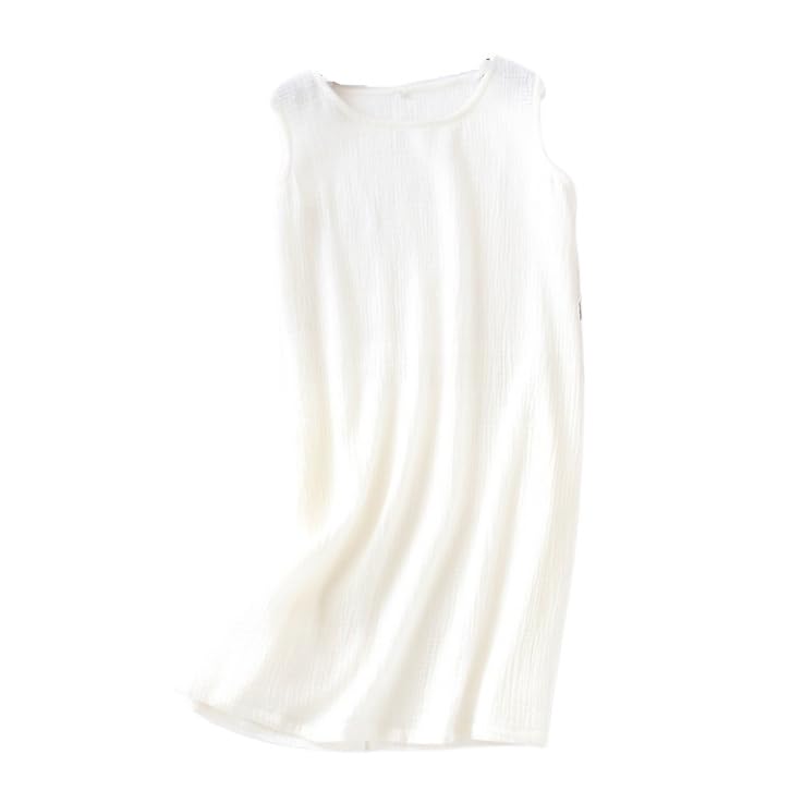OutFyt Camisones De Mujer Camisón De Cuello Redondo para Mujer, Camisola Linda para Dormir, Ropa De Dormir De Algodón Suave, Ropa De Dormir, Vestido Informal De Verano Sin Mangas