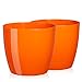 Tymar Blumentopf, 2er-Pack, Runde Form, Übertopf (Orange, ø 28 cm)