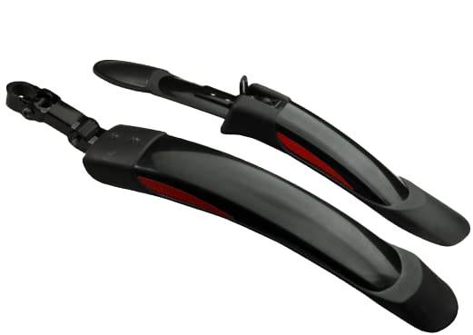 Shrenik Bicycle Fender Compatible 26, 27.5, 29 Inch Cycle Mudguard Front Back Set Material Hard Plastic Senior Standard Size Reflective Tape Red Color